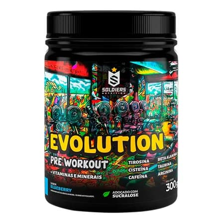 Pré-treino Evolution Workout 300g Termogênico Sabor Blueberry Soldiers Nutrition Energia Foco Treino