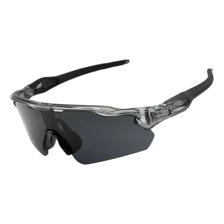 Óculos Esportivo Ciclismo Baixa Bike Corrida Pace Polarizado Lente Cinza Cristal E Preto Cinza-escuro