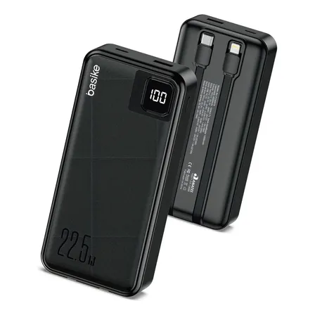 Power Bank 20000mah Portátil Carga Rápida Leve Seus Cabos Embutidos Usb-c E O Display Prático Carregamento Rápido 22.5w Para iPhone Samsung E Mais Essencial Para Viagem Preto