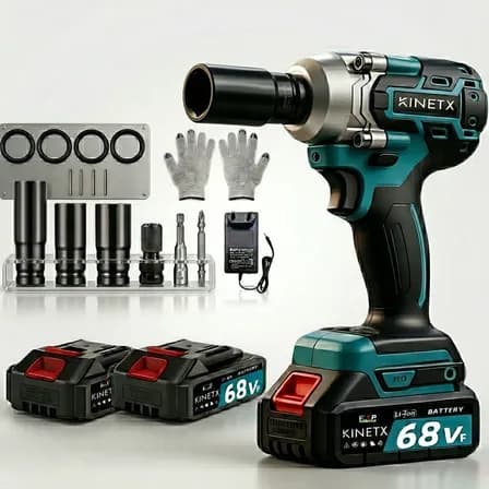 Chave De Impacto Kinetx 68vf Brushless 2 Baterias Kit Azul 127/220v 50hz/60hz