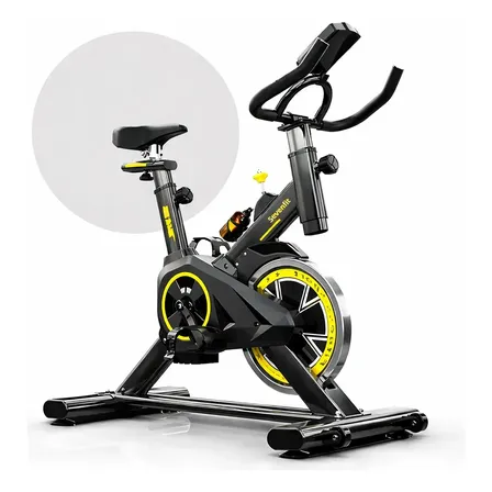 Bicicleta Ergométrica Fitness Para Cardio E Musculação Com Base Cor Preto E Amarelo 6kg Inercia Marca Sevenfit Preto-amarelo