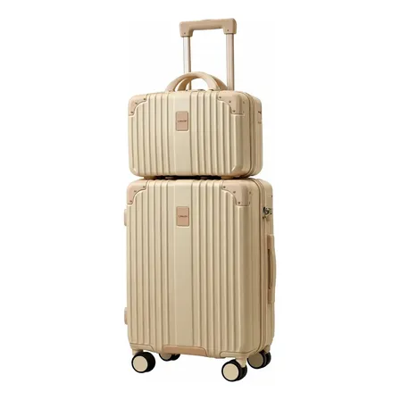 Conjunto Mala De Viagem De Bordo 10kg E Frasqueira Rígida Fibra Abs Kaizen Bag Luxo Padrao Anac Nude