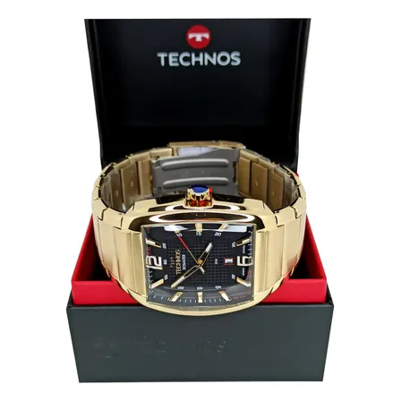 Relógio Masculino Technos 2115mwj/1p Performance Skymaster Prateado Dourado Preto